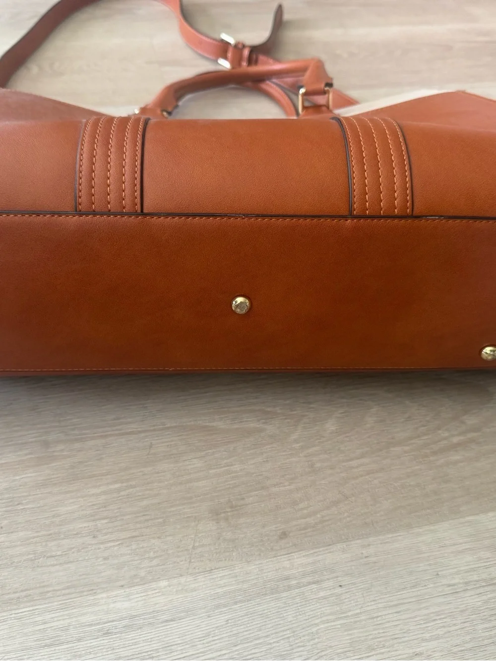 Leather Laptop Bag in Tan and Cream